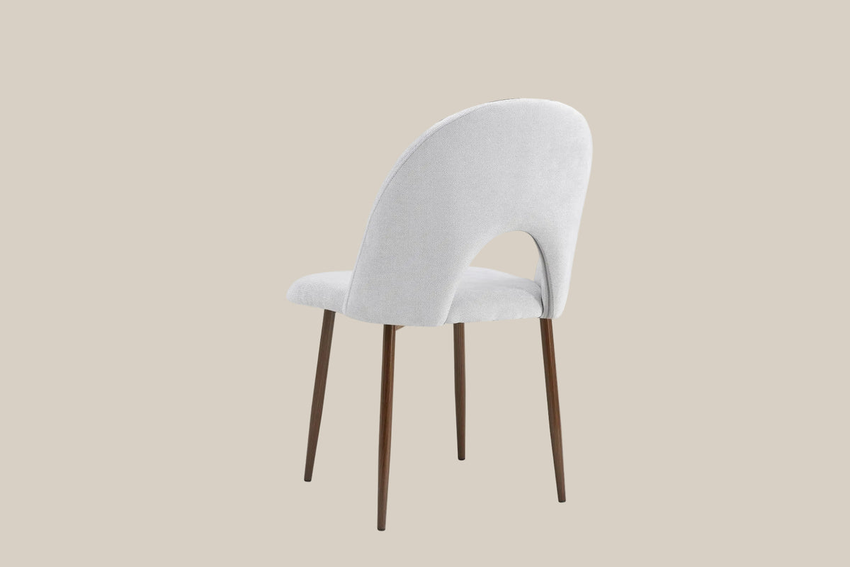 Netherby — Chaise en chenille gris clair, piètement effet noyer — vue 3