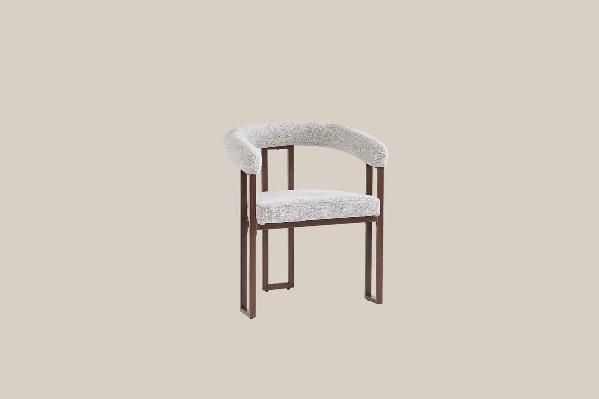 Sherbourne — Chaise en tweed cappuccino, piètement effet noyer — vue 2