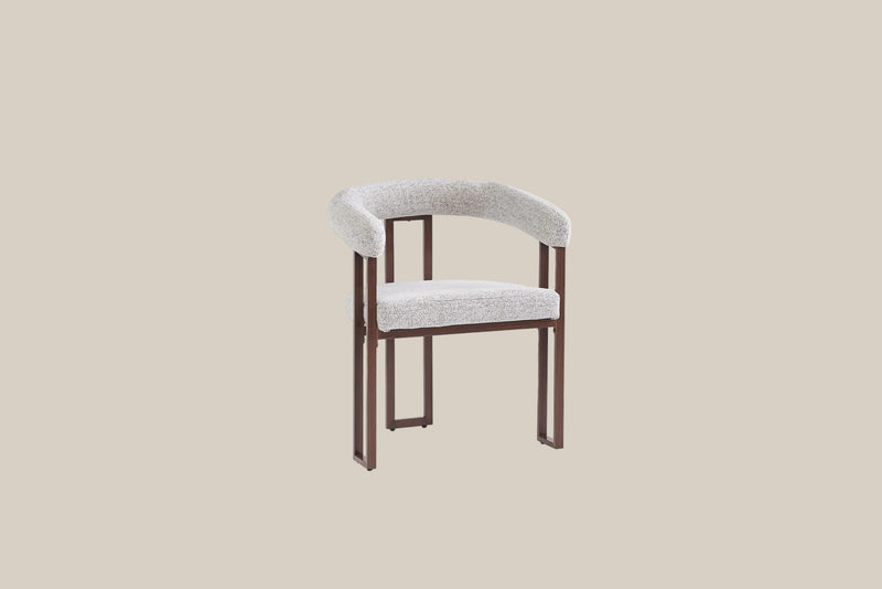 Sherbourne — Chaise en tweed cappuccino, piètement effet noyer