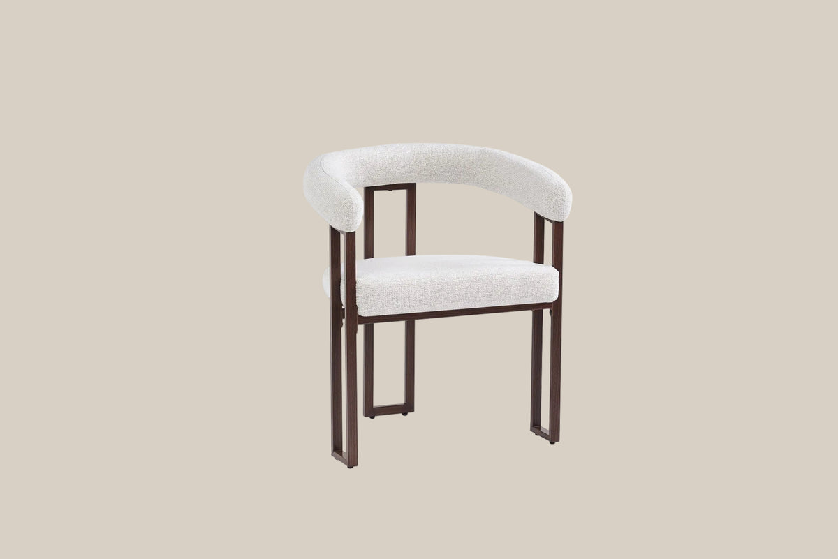 Sherbourne — Chaise en tweed latte, piètement effet noyer — vue 2
