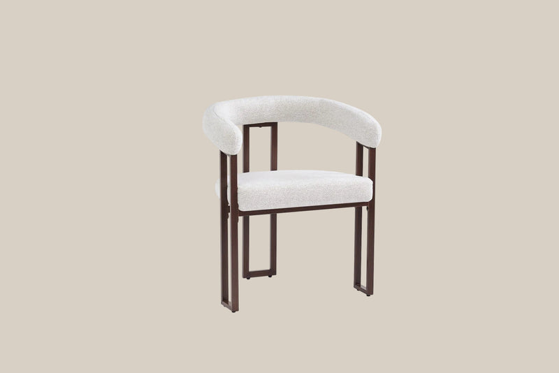 Sherbourne — Chaise en tweed latte, piètement effet noyer