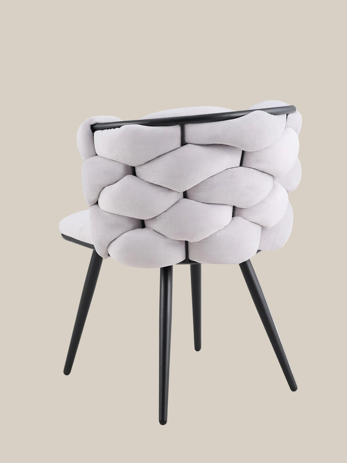 Alder — Chaise en velours gris clair, piètement métal noir — vue 3