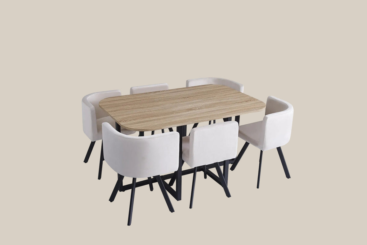 Kelstow — Ensemble table à manger et 6 chaises en bois — vue 3