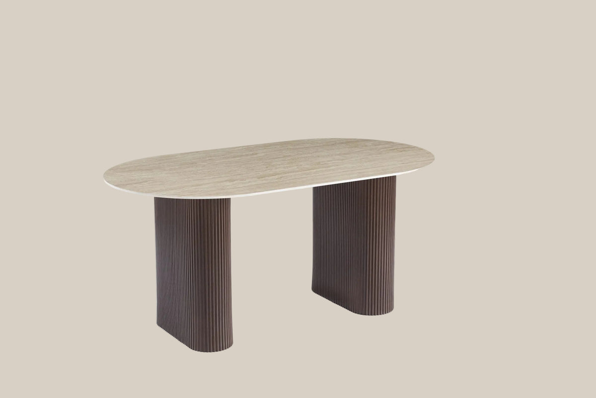 Roxmere — Table à manger en céramique effet travertin mat — vue 3