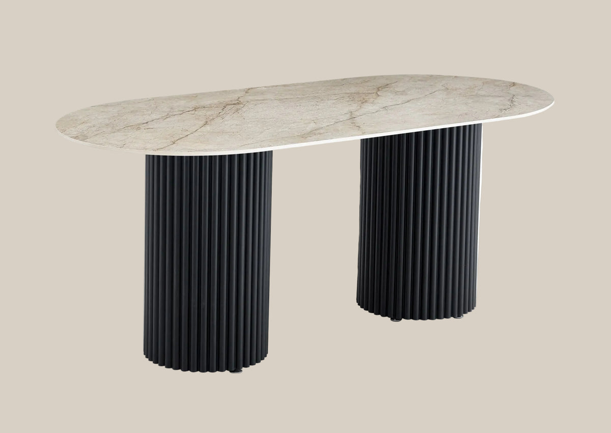 Ormhurst — Table à manger en céramique effet Shakespeare gris — vue 3