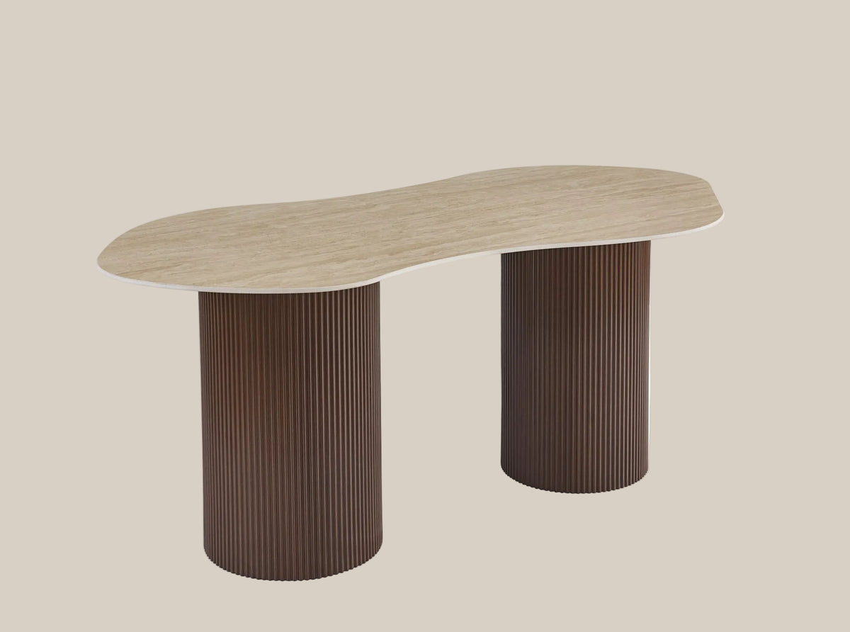 Halgate — Table à manger en céramique effet travertin mat — vue 3