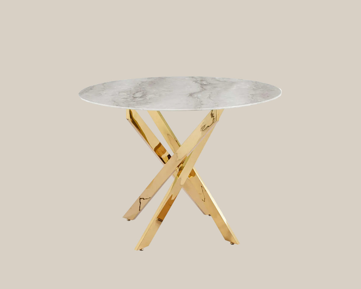 Langcombe — Table à manger en marbre effet greige — vue 3