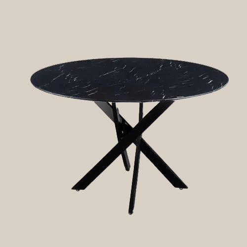 Falthorpe — Table à manger en marbre effet noir — vue 3