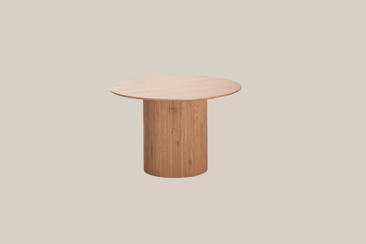 Notfield — Table à manger ronde en bois effet chêne — vue 3
