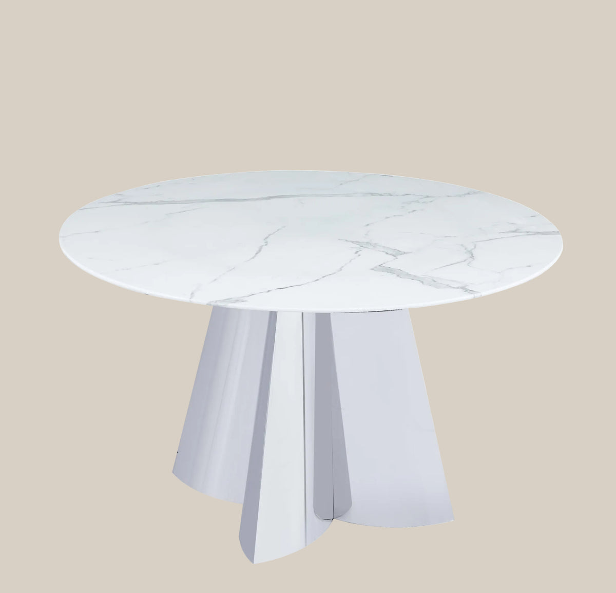 Oxdale — Table à manger en marbre effet blanc — vue 3