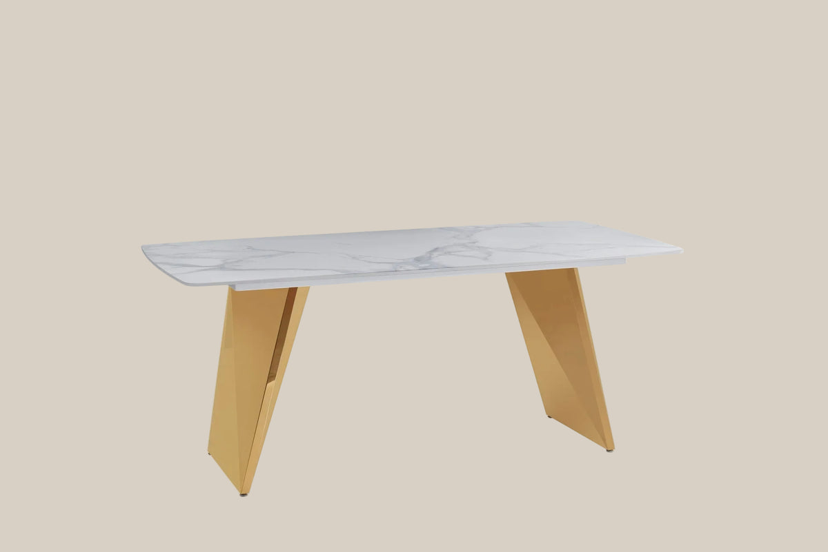 Brambrook — Table à manger en céramique effet marbre blanc — vue 3