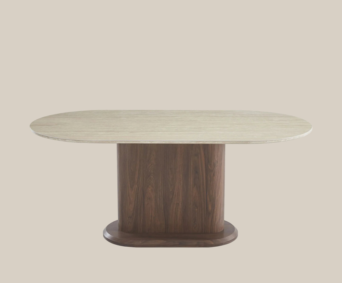 Gatevale — Table à manger en céramique effet travertin mat — vue 3