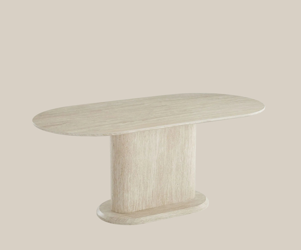 Ketton — Table à manger en céramique effet travertin mat — vue 3