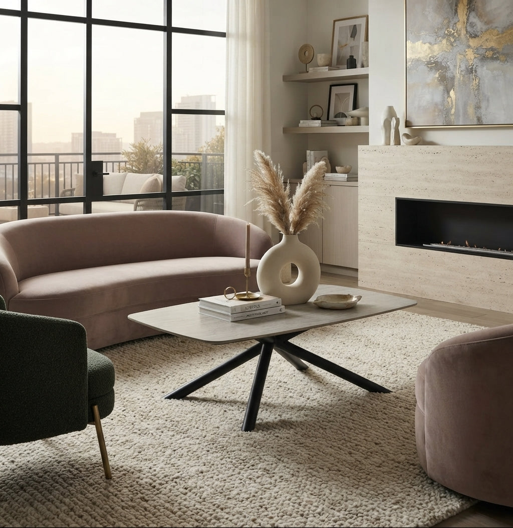 Ashgrove — Table basse en céramique travertin blanc — vue 2