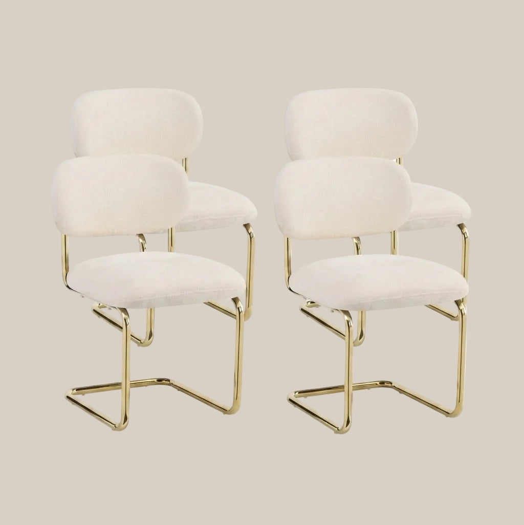 Elmore — Chaise en tissu Marbella beige, piètement doré — vue 4