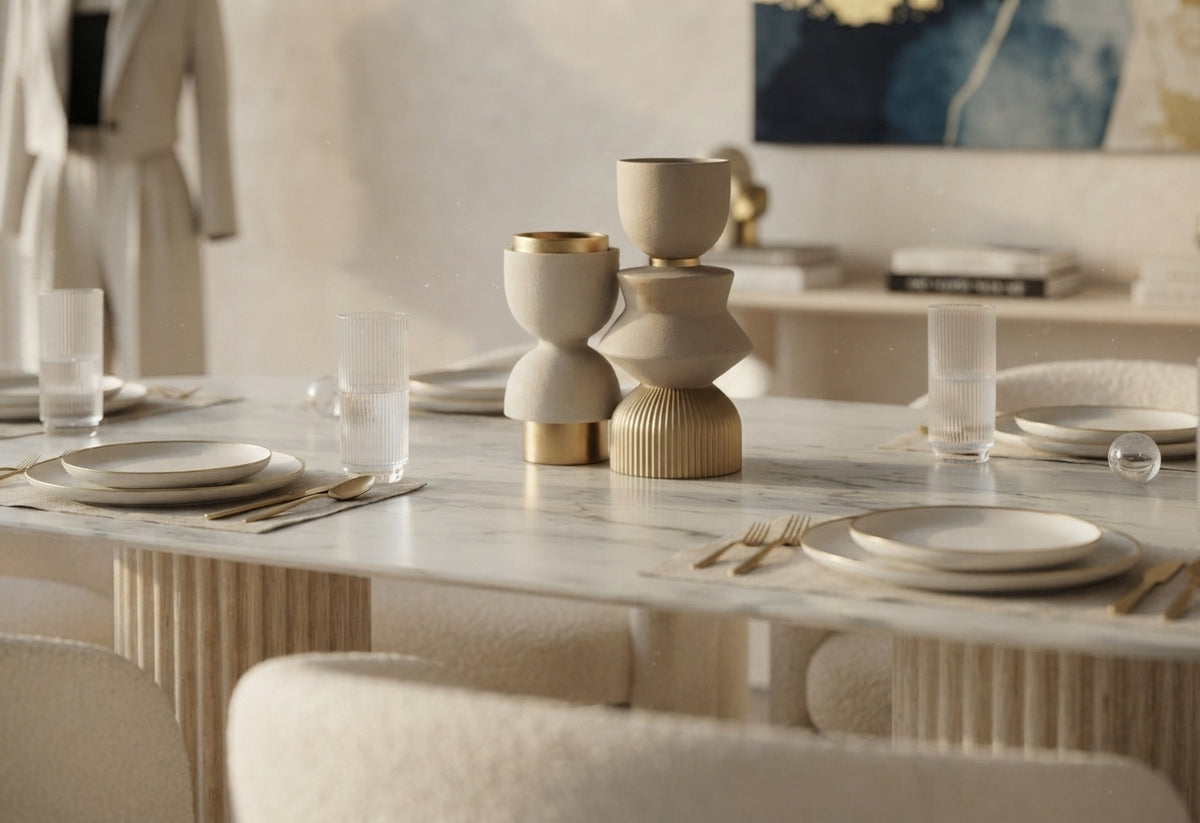 Kendcliff — Table à manger en céramique teinte moka — vue 1