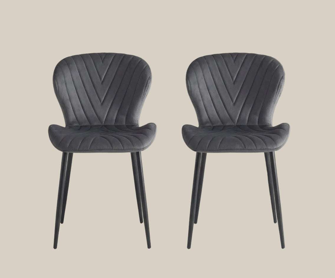 Everly — Chaise en velours anthracite, piètement métal noir — vue 5
