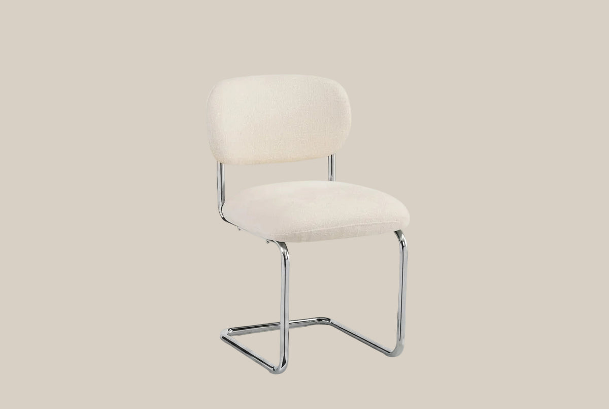 Elmore — Chaise en tissu Marbella beige, piètement chromé — vue 2