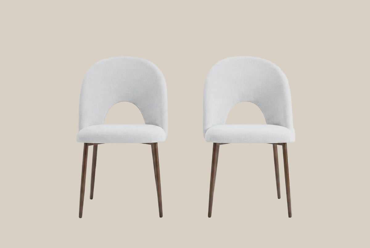 Netherby — Chaise en chenille gris clair, piètement effet noyer — vue 4