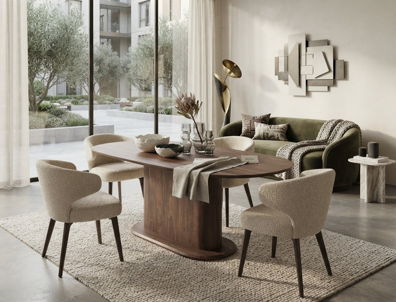 Eveholt — Table à manger en MDF effet noyer
