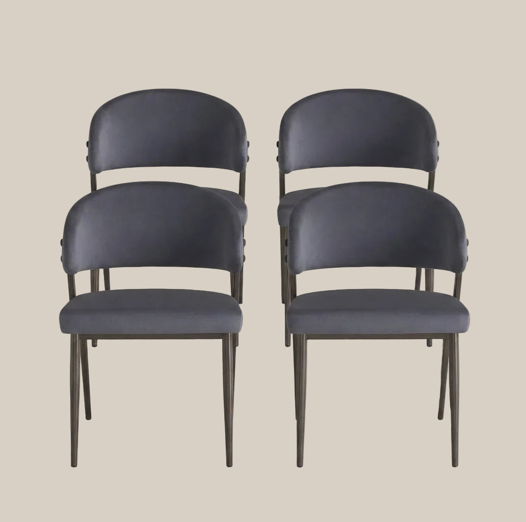 Ashford — Chaise en velours anthracite, piètement effet noyer — vue 5