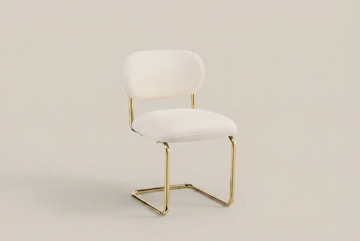 Elmore — Chaise en tissu Marbella beige, piètement doré — vue 2