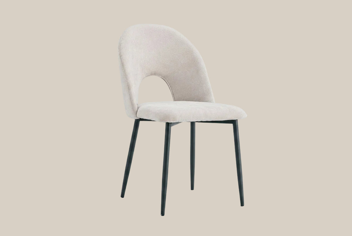 Kelby — Chaise en chenille moka, piètement métal noir — vue 2