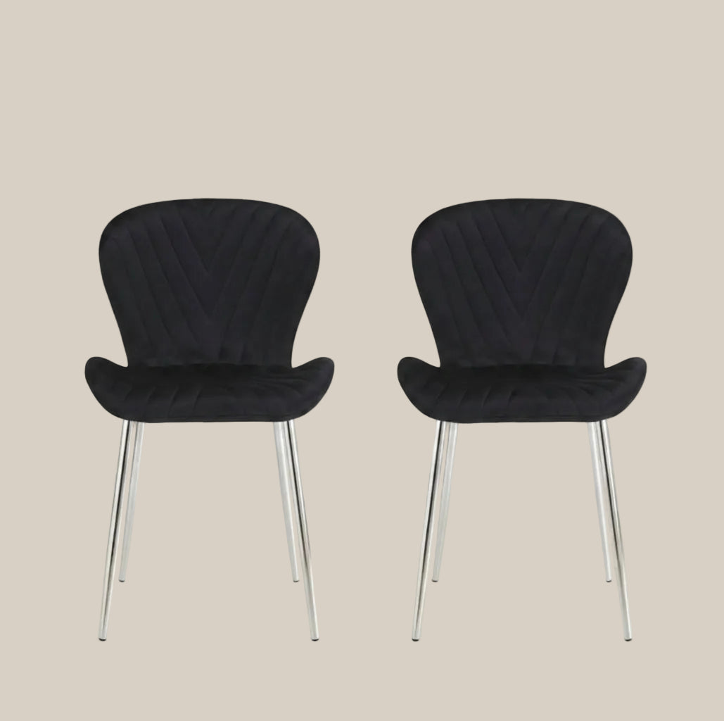 Everly — Chaise en velours noir, piètement chromé — vue 4