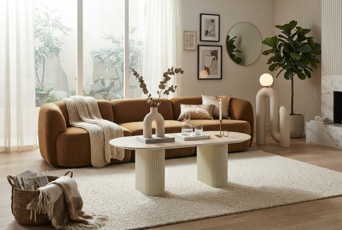 Norrell — Table basse en céramique travertin mat — vue 2