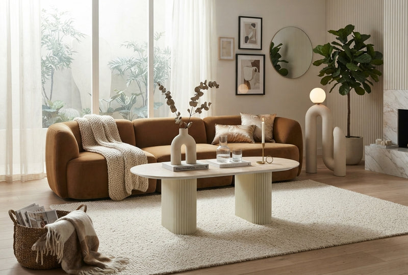 Norrell — Table basse en céramique travertin mat