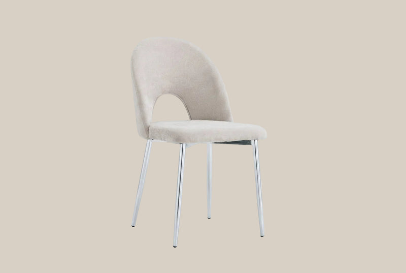 Kelby — Chaise en chenille moka, piètement chromé