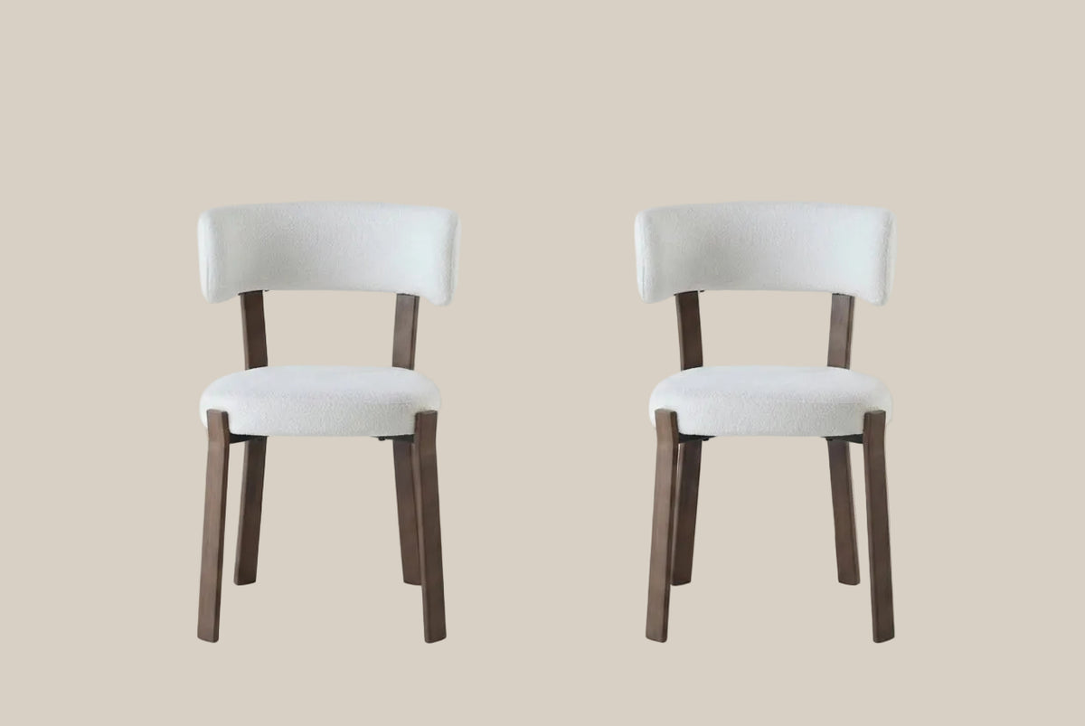 Thornby — Chaise en tissu Marbella beige, piètement effet noyer — vue 4