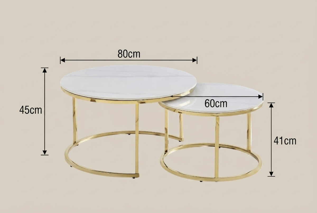 Croxley — Table basse gigogne en céramique marbre blanc — vue 3