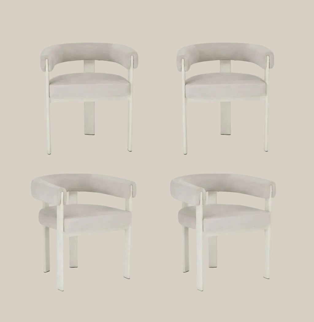 Linton — Chaise en velours beige, piètement métal beige — vue 5