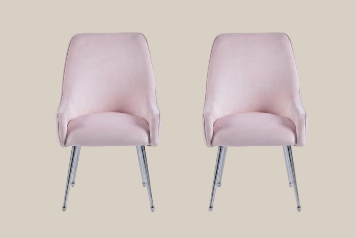 Whitby — Chaise en velours rose, piètement chromé — vue 4