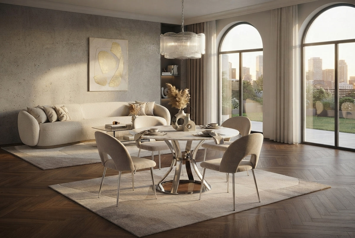 Kelby — Chaise en chenille moka, piètement chromé — vue 1