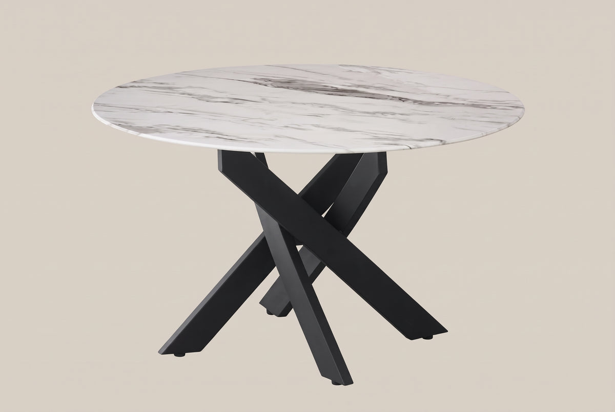 Elden — Table basse ronde en céramique marbre blanc — vue 1