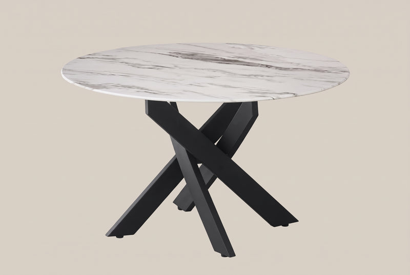 Elden — Table basse ronde en céramique marbre blanc en situation