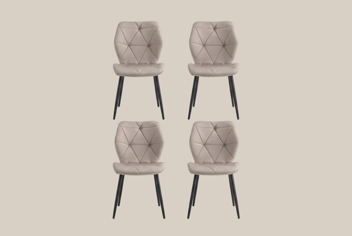 Overstone — Chaise en velours taupe, piètement métal noir — vue 4