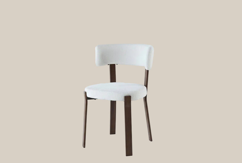 Thornby — Chaise en tissu Marbella beige, piètement effet noyer