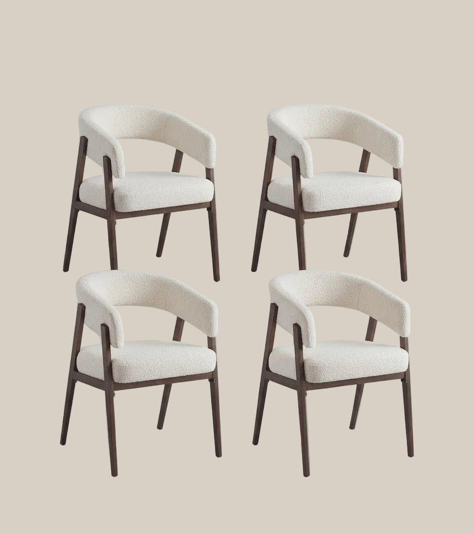 Brimley — Chaise en velours beige, piètement effet noyer — vue 4