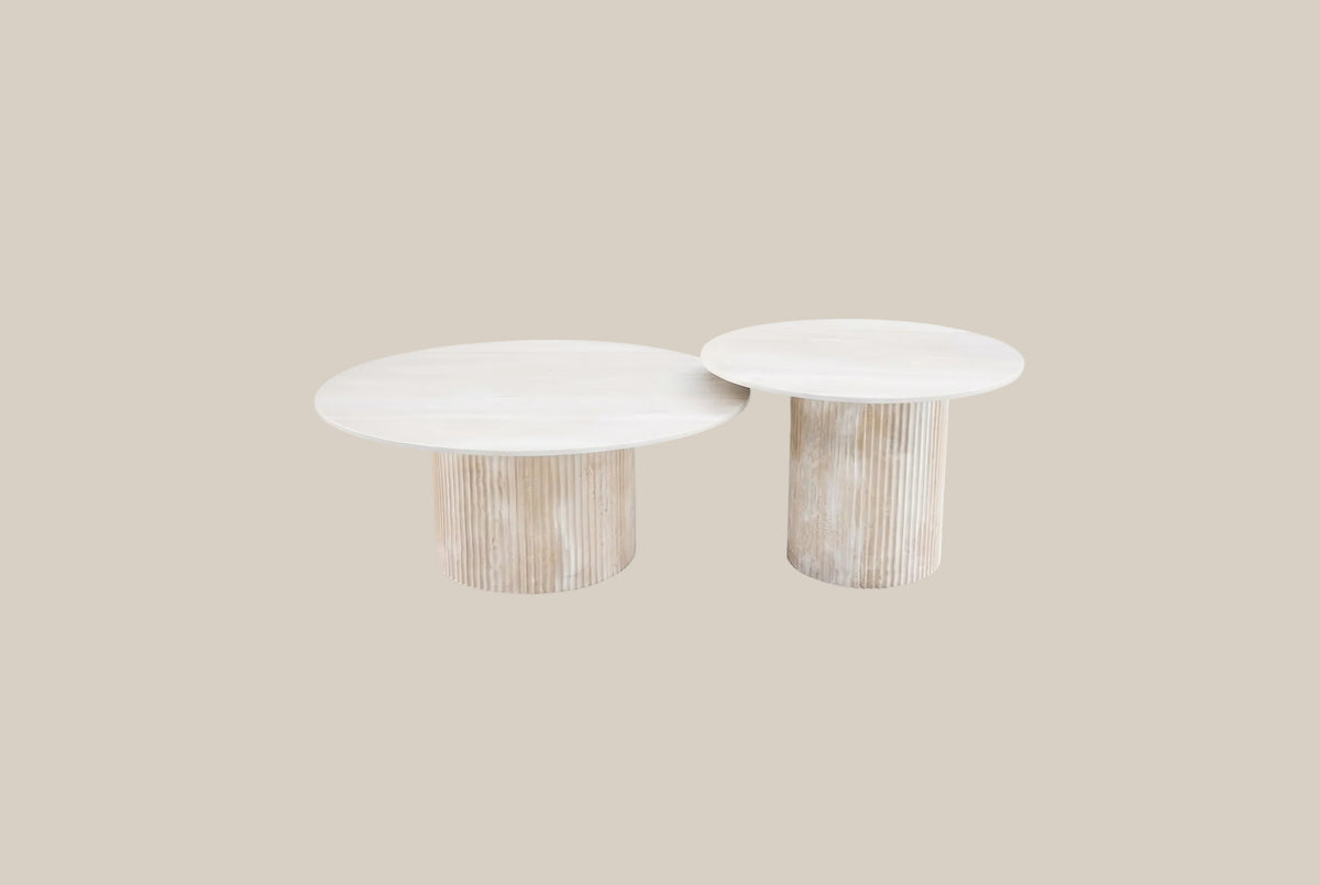 Elston — Table basse en céramique effet bois blanc — vue 2