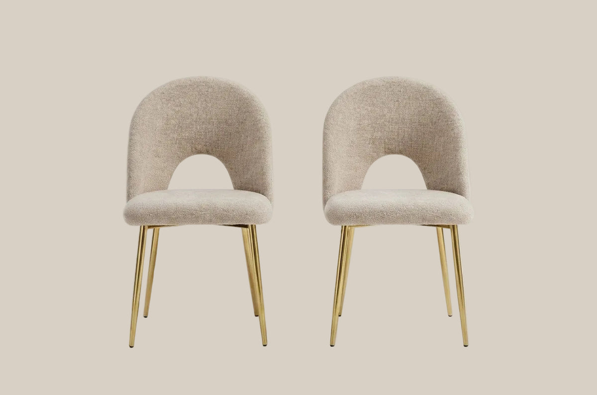 Netherby — Chaise en tissu marbella marron glacé, piètement gold — vue 4