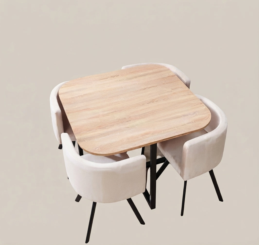Dorstow — Ensemble table à manger et 4 chaises en bois — vue 3