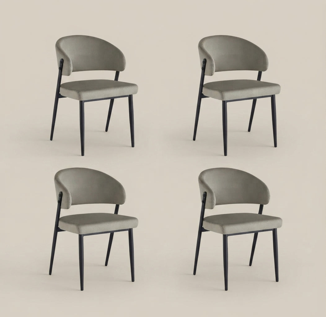 Ashford — Chaise en velours taupe, piètement métal noir — vue 5