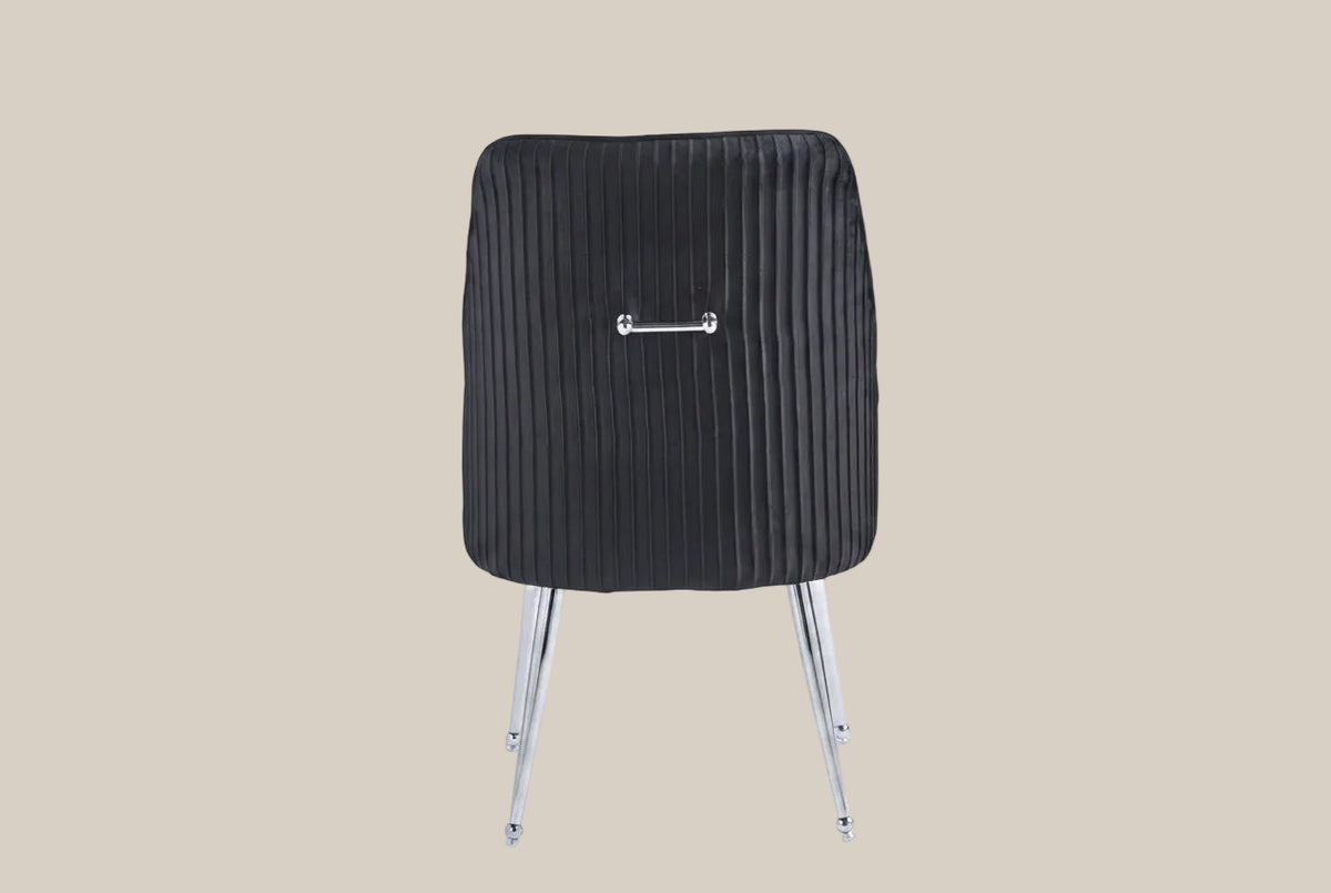 Amberley — Chaise en velours noir, piètement chrome — vue 3