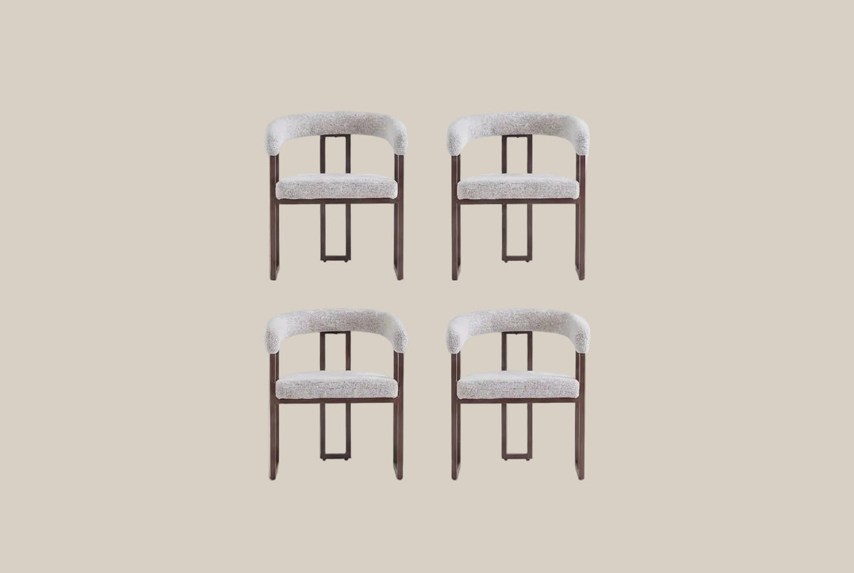 Sherbourne — Chaise en tweed cappuccino, piètement effet noyer — vue 5
