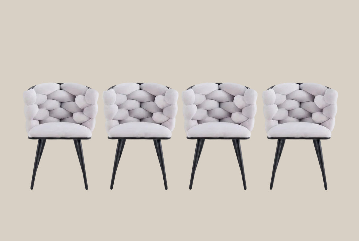 Alder — Chaise en velours gris clair, piètement métal noir — vue 5