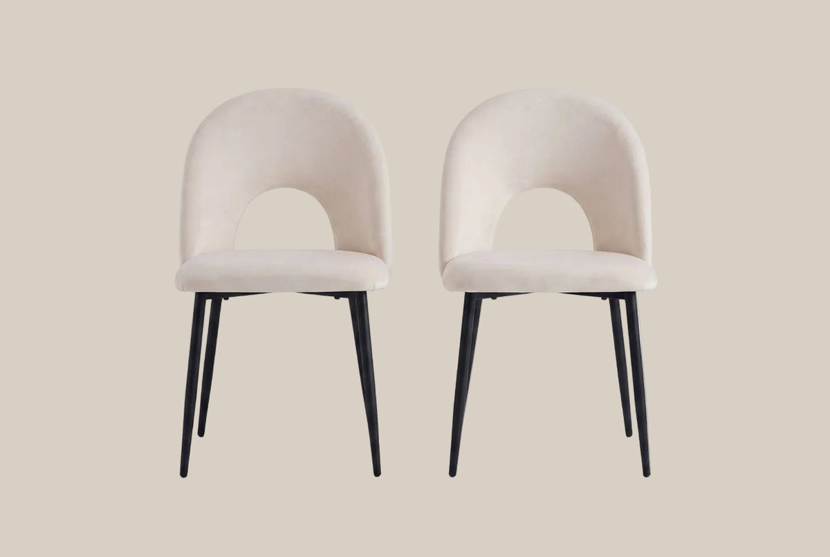 Netherby — Chaise en velours beige, piètement métal noir — vue 3