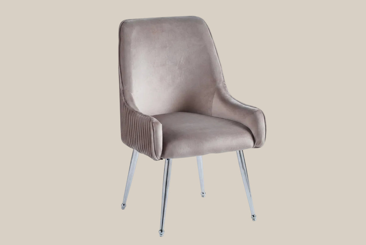Whitby — Chaise en velours moka, piètement chromé — vue 2